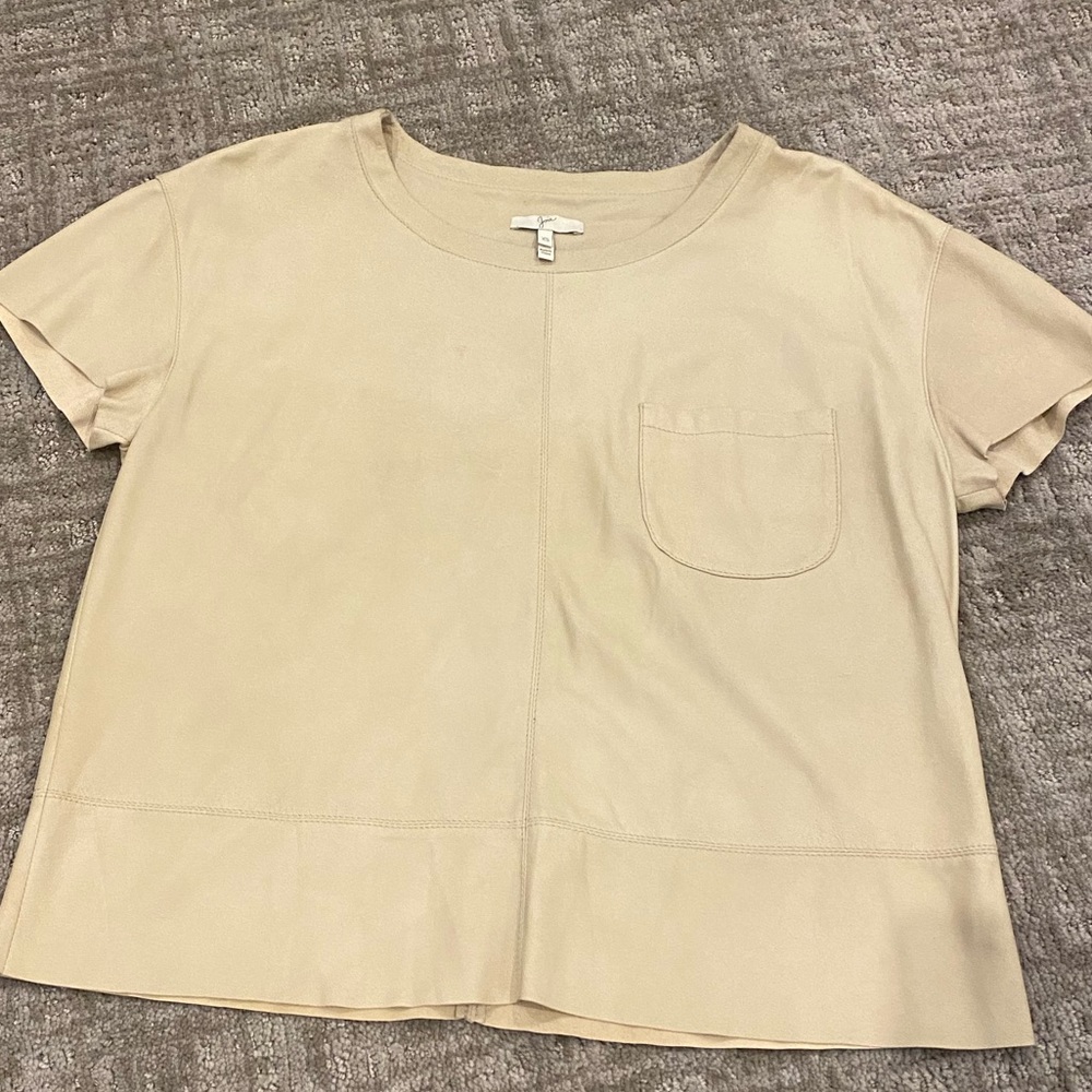 Joie Leather T-Shirt Cream Xs
